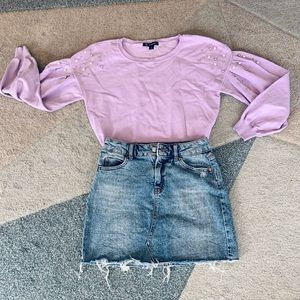 International Concepts Lilac/Light Purple Puff Sleeve Top